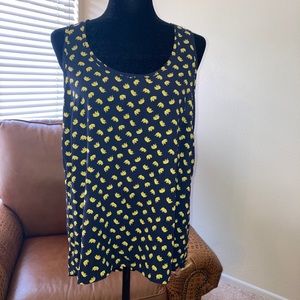 PLEIONE High Low Tank Medium Navy Yellow Elephant Print